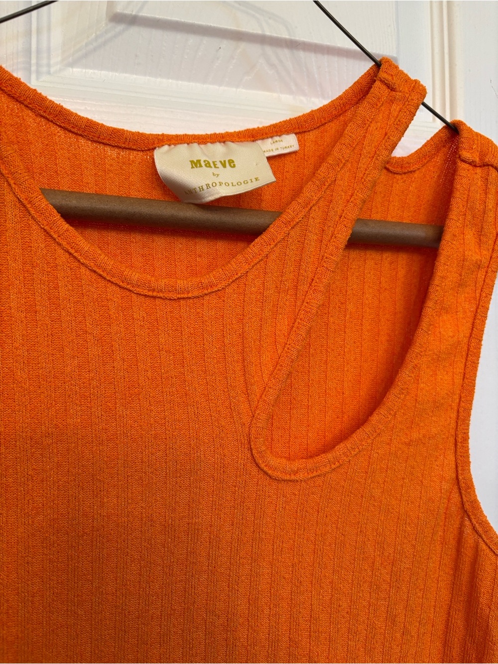 Maeve Orange Ribbed One-Shoulder Tank - Picture 2 of 3